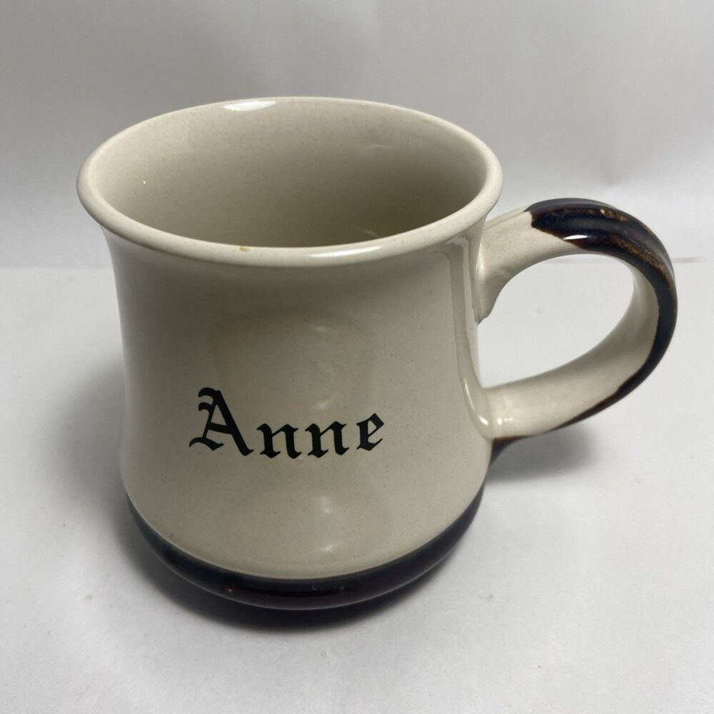 Pigeon Forge Pottery Mug Beige Brown Rim Anne Personal Name Rustic Collectible - Picture 7 of 7